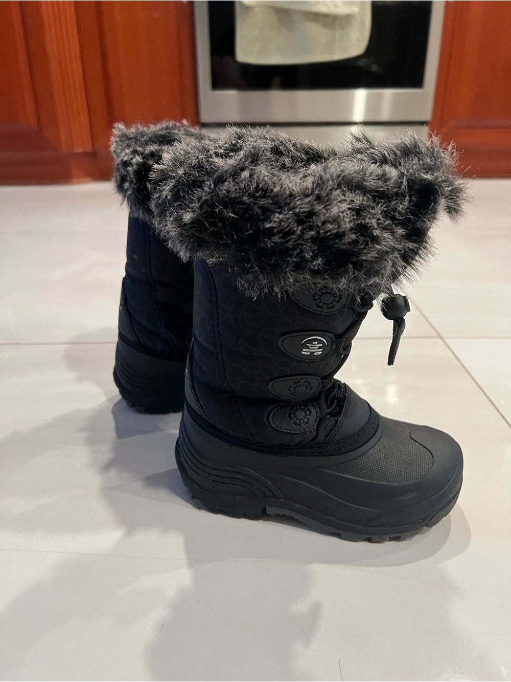 Kamik Kids Black Winter Snow Boots with Faux Fur Cuff